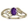 10K Yellow/White Gold 0.01 ct. Diamond and 6 x 4 MM Oval Shaped Amethyst Ring