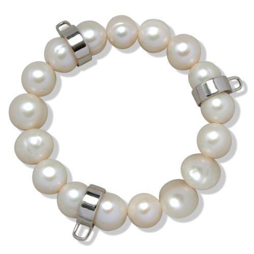 Rafalea Donata Damen-Armband S&uuml;&szlig;wasser-Zuchtperlen wei&szlig; mit 3 Carrier 17 cm 60990056 Preisvergleich