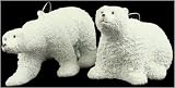 Set of 2 In the Birches Flocked Polar Bear Christmas Ornaments