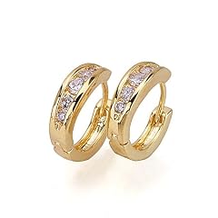 Creolen mit Zirkonia von Mailando, 750/- (18K) vergoldet, Ohrringe, Klapp- Creolen
