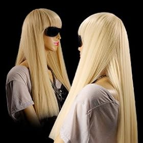 Blonde wig for lady gaga style costume 55cm