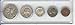 1944 BIRTH YEAR COIN SET, 5 TOTAL COINS- SILVER HALF DOLLAR, SILVER QUARTER, SILVER DIME, NICKEL, AND CENT- ALL DATED 1944 , AND DISPLAYED IN A PLASTIC HOLDER- THESE COINS WILL BE AS GOOD OR BETTER THEN THE PICTURE- NOTHING LESS