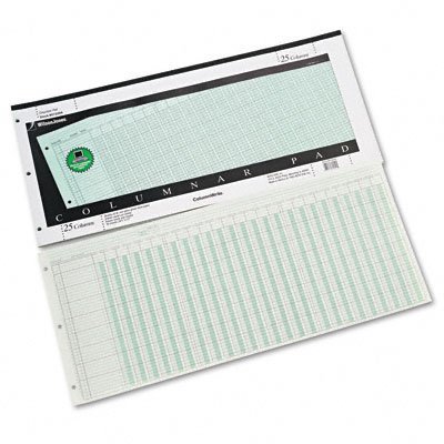 Wilson Jones Green Columnar Pad, 25 Columns, 41 Lines, 11 x