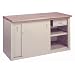 Lyon BB2836 Steel Top Pre-Engineered Cabinet Work Bench with Sliding Doors and Drawer, 60" Width x 28" Depth x 34" Height, Wedgewood Blue