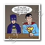 Rich Diesslins Funny General Cartoons - Super Hero Parody with Batman and Superman at the bar - Iron on Heat Transfers