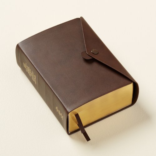 Latter-Day Saint Regular Quadruple Combination (Holy Bible, Book of Mormon, Doctrine & Covenants, Pearl of Great Price) Genuine Leather with Button Snap - Brown