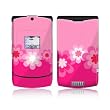 Retro Pink Flowers Design Protective Skin Decal Sticker for Motorola RAZR V3xx Cell Phones