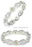 CZ Bands - Antique Style Sterling Silver Yellow & White CZ Band