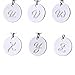 BR Small Script Initial Necklace Silver Initial Disc Necklaces Alphabet Jewelry