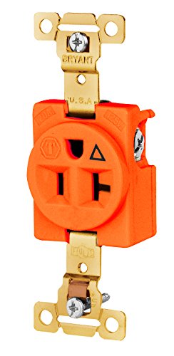 Bryant Electric5361IG Ground Straight Blade Single Receptacle, Orange