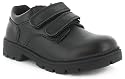 Surge "Baz" Boys Coated Leather Double Velcro School Shoes - Black