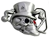 JOKER SKULL ACE POKER BELT BUCKLE PEWTER METAL NEW