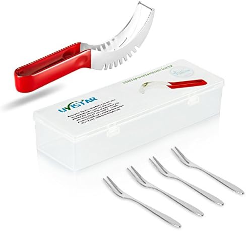 Uvistar Fruit Slicer Watermelon Corer Server Tongs Stainless Steel Multiuse Melon Cantaloupe Fruit Peeler Cake Knife 5pcs Gift For Free Only In Uvistar Store