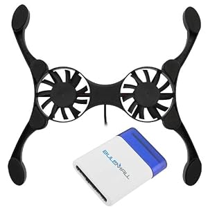 Black USB Powered Foldable Cooling Pad with 2 Fans – Supports up to 15.4\” for Laptop Notebook Netbook (Free Gift Bluemall Mini Brush Included)