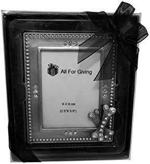 Office Desk Accessories, Dog Biscuit Picture Frame & Memo Clip with Bone Accents, Pewter Finish with Gift Box & Bow