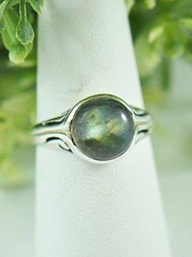 Boho Chic Hema Cabochon Fire Labradorite Ring in Sterling Silver