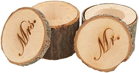 USfafa New 2pcs/Set Mr &amp; Mrs Shabby Chic Rustic Wedding Ring Bearer Box Wodden