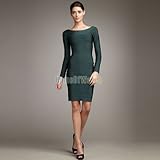 6sense Green Long Sleeves Lady Party Evening Dress Fashion Dress