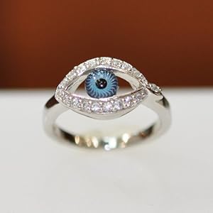 Silver & Cz Evil Eye Ring