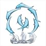 ROTATING BLUE GLASS DOLPHIN CIRCLE FIGURINE FIGURE