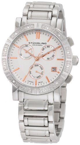 Stuhrling Original Women's 315L.12112 Regent Swiss Chronograph Diamond Silver Dial Watch