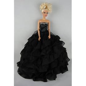 Beautiful Black Dress with Lots of Ruffles Made to Fit the Barbie Doll