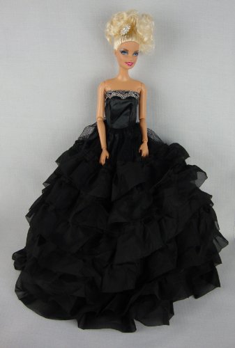 Beautiful Black Dress with Lots of Ruffles Made to Fit the Barbie DollB005M33JGW : image