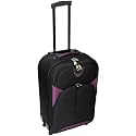 Borderline Cabin Approved Super Lightweight 4 Spinner Wheels Suitcase (Black/Plum)