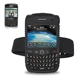 New Fashionable Perfect Fit Soft Silicon Gel Protector Skin Cover (Faceplate/Snap On) Rubber Cell Phone Case with Sports Armband for RIM Blackberry Curve 8900 AT&T, T-Mobile - Black