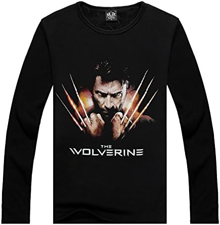 Wolverine printed sweatshirts Men's Black Crewneck Fleece Pullover Shirts M