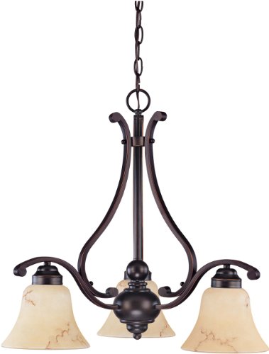 Nuvo 60/1401 3 Light Chandelier with Honey Marble Glass Shades