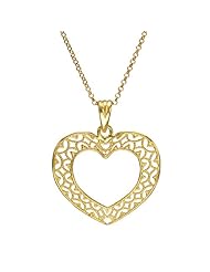 Sterling Silver Italian Plated Cutout Open Heart Pendant Necklace, 18"