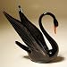 Blown Glass Art Bird Figurine Black Swan
