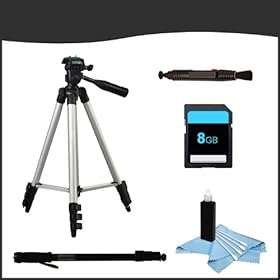 Pack of (2) Tripods for Panasonic Lumix GX1X and GX1XK + 8GB SD Card + 5 Bonus Items