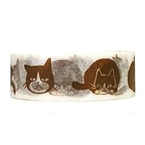Wrapables Colorful Patterns Washi Masking Tape, Playful Cat
