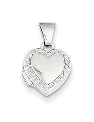 14k White Gold Polished Heart-Shaped Scrolled Locket. Metal Wt- 0.37g