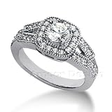 14K White Gold Round Cut Diamond Semi-mount Engagement Setting (0.45ct.tw, HI Color, SI2-3 Clarity)