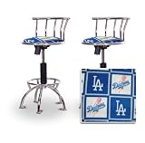 2 24"-29" Los Angeles Dodgers Soft Seat Baseball MLB Chrome Adjustable Specialty / Custom Barstools Set