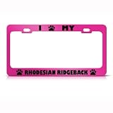 Rhodesian Ridgeback Dog Pink Metal License Plate Frame Tag Holder