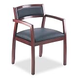 Basyx VL852NST11 Wood Guest Chairs w/Black Leather Seat/Upholstered Back, Mahogany Finish