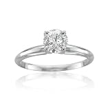 Certified 14k White Gold Solitaire Diamond Engagement Bridal Ring Band