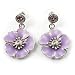 Lilac Enamel Flower Drop Earrings