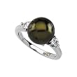 14K White Gold 3/8 ct. Diamond and Tahitian Cultured Gray Pearl Ring