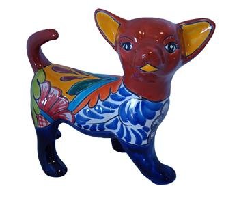 Terracotta, Hand Painted Talavera Chihuahua Puppy