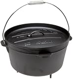 Old Mountain Pre Seasoned 10116 12 Quart Camp Oven with Flanged Lid, Feet and Spiral Bail Handle