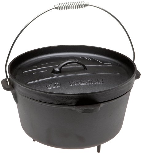 Old Mountain Pre Seasoned 12-Quart Camp Oven with Flanged Lid, Feet and Spiral Bail Handle