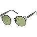 zeroUV High Fashion Metal Cut Out Hollow Out Frame Round Cat Eye Sunglasses (Black)