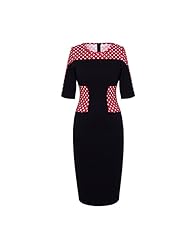 Cotton Elbow Length Sleeves Polka Dot Print  Dress