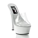 6 Inch Spike Heel Platform Sandal (Clear/White;5)