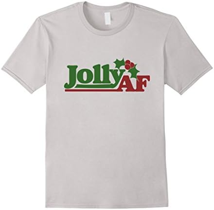 Men's Jolly AF t-shirt retro Christmas funny tee shirt Medium Silver